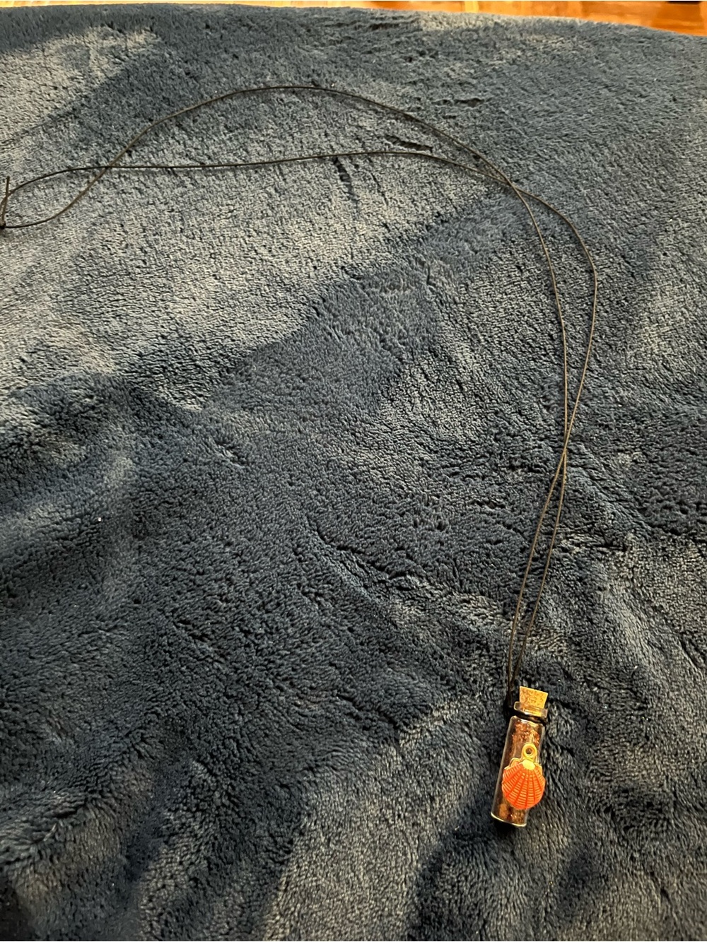 Peach Seashell Fairy Potion Brown Glitter Bottle Necklace w/ Pendant